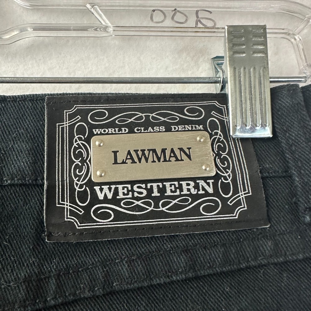 Lawman Western Slim Fit Black Jeans Rhinestone Accents Vintage Size 5 Cowgirl